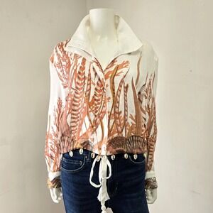 S-Mode Solange M Jacket Shirt Size M 100% Linen Seahorse Shells Resort Swim NWT